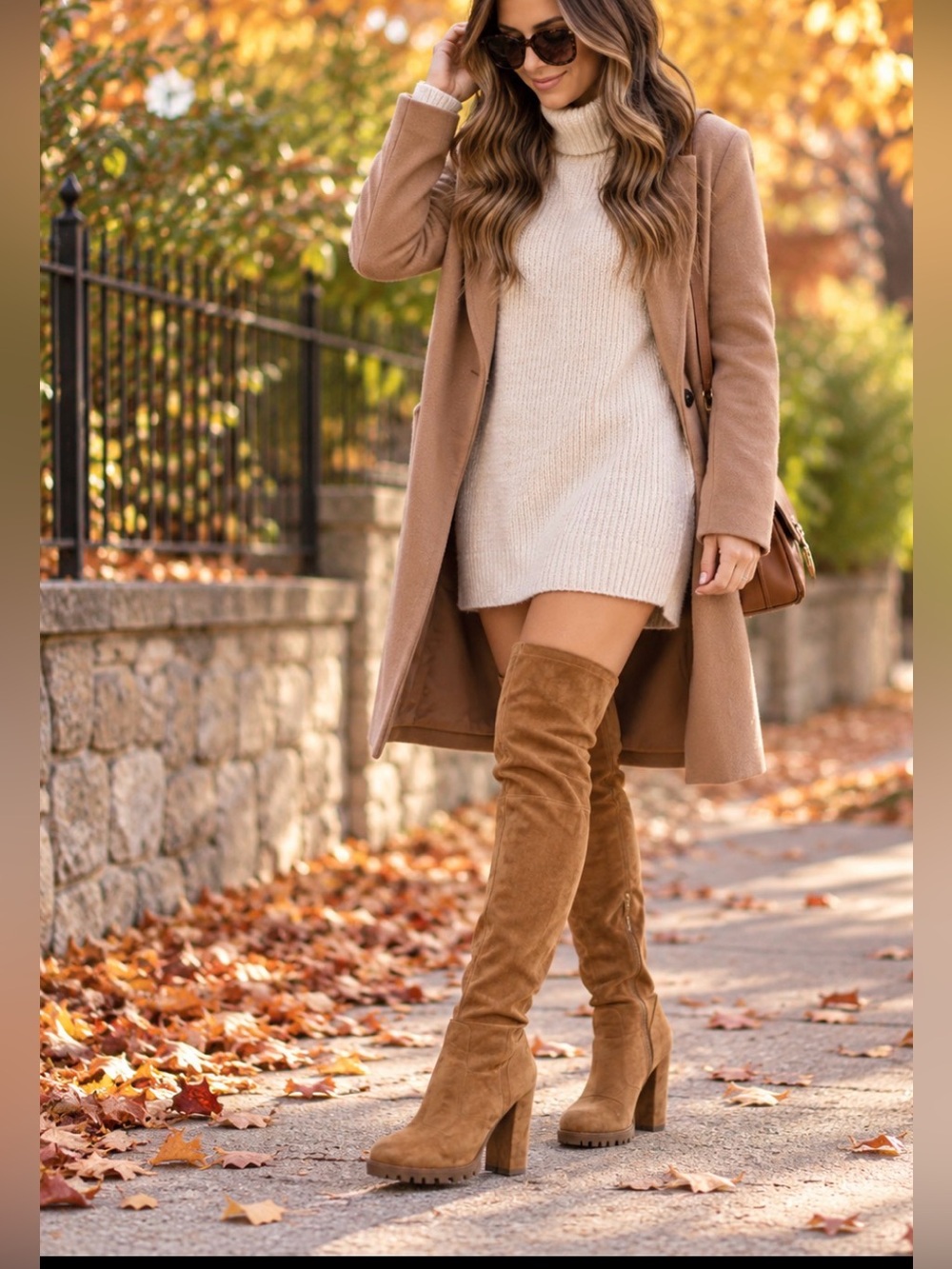 ALDO Camel Suede Over-the-Knee Boots Size 8 Block Heel Fall